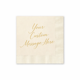 Custom Foil Ecru Beverage Napkin